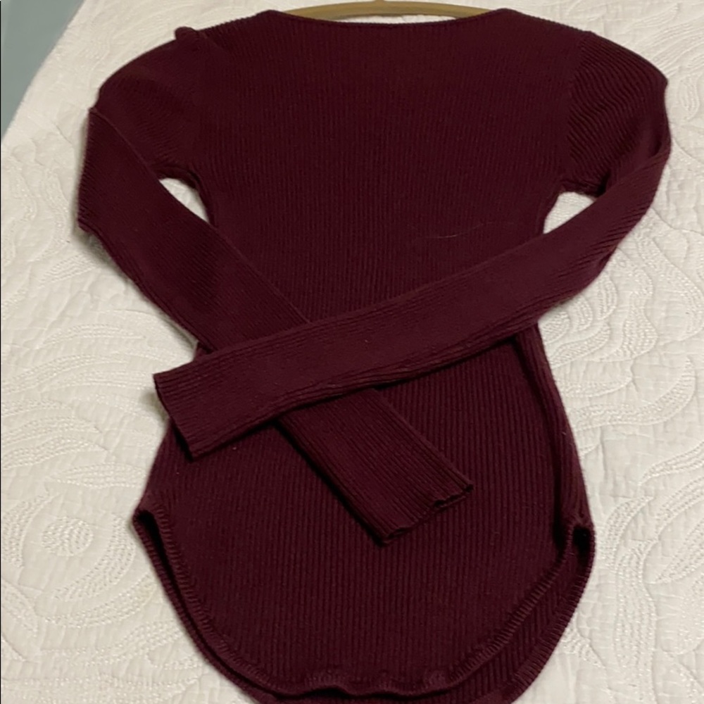 Women’s long sleeve cute Burgundy sweater - Picture 6 of 7